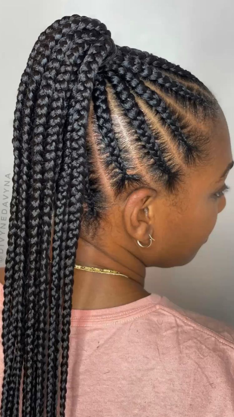 5 Feed in braids #feedinbraids #salonspice #tampahair #tampabraids  #riverviewhair #river… | Natural hair styles, African braids hairstyles,  Half braided hairstyles